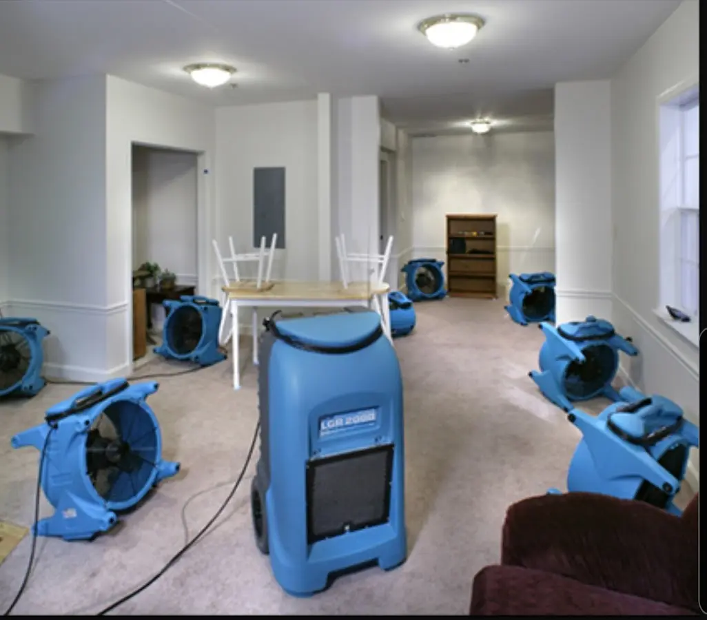 Air movers and dehumidifier setup for Water Extraction & Removal in Kernersville